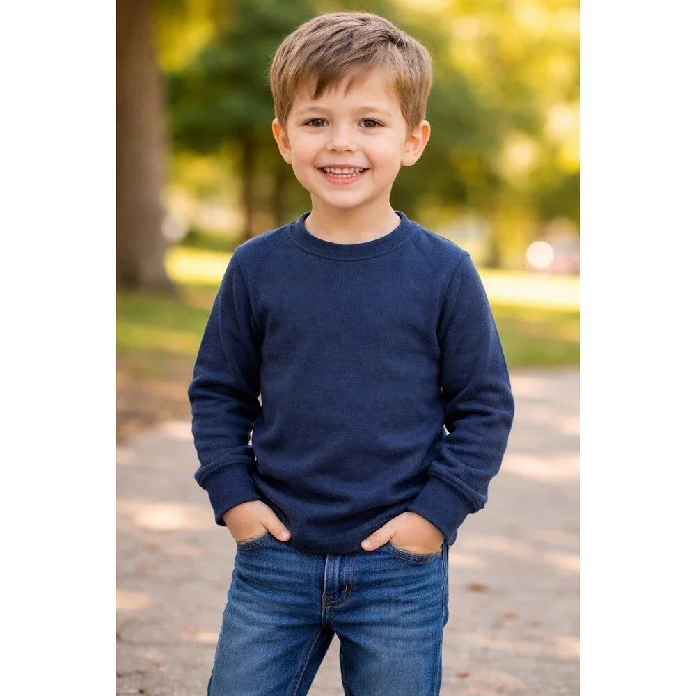 Shirt Size 5 Boys Carters Long sleeve Blue Waffle Thermal Pullover